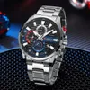 Wristwatches Curren Sports الكوارتز غير الرسمي مع كرونوغراف أزياء الفولاذ المقاوم للصدأ المراقبة أوتومات التاريخ على مدار الساعة 231109