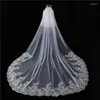 Bridal Veils Wholesale Two Layers Cathedral Wedding Veil Welon Slubny Lace Appliques Mantilla De Novia Velo