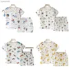 Pyjamas Nya sommarbarn Hemkläder Pyjamas Baby Underwear Set Thin Section Kids Clothes Boys Girls Two-Piece Clothe Setl231109