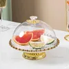 Plates Nordic Luxury Ceramic Dessert Stand With Transparent Cover Cupcake Holder Fruit Plate Wedding Birthday Party Serving Tray