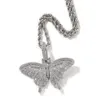 Hip Hop Mini collier pendentif papillon 18K véritable plaqué or complet 5A Zircon bijoux