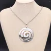 Pendant Necklaces Natural Shell Threaded Round Necklace 60cm Stainless Steel Chain White Black Jewelry For Women