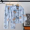 Pijamas Nuevos Niños Pijamas de Franela Casual Niños Niñas Otoño Invierno Espesar Pijamas Cálidos Solapa de Dibujos Animados Manga Larga Ropa de Dormir Conjuntos de Ropa L231109