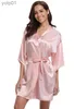 Kadınların Pijama RB032 2018 Yeni İpek Kimono Robe Batakya Kadınlar İpek Nedime Cüppeler Seksi Lacivert Cobstes Saten Robe Ladies Gownsl231111