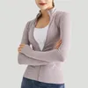 Chemises actives énergie sans couture veste de course femmes sport Yoga fermeture éclair Fitness hauts de gymnastique manches longues trou de pouce vêtements de sport N1040