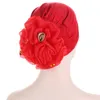 Capoto de turbante de flores de cetim para mulheres de cabeça muçulmana Bandana Caps