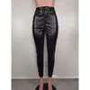 Pantalon en cuir Pu pour femme, collant Sexy de fête, Slim Fit à bretelles, vêtements de club, nouvelle mode automne 2023