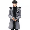 Men's Down Parkas Big Fur Collar Mid-Length down Jacket Men's White Duck down Warm Leisure Coat Men's Clothing Winter Thickened Anorak 231108