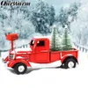 Christmas Decorations OurWarm Christmas Red Truck Desktop Decoration Ornaments Kids Xmas Year Gifts Vintage Metal Home Decoration 231109