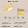 Wall Lamp Indoor Light USB Rechargeable Battery Warm/Natural/White 3 Brightness Levels Touch Control Wood