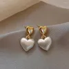 Oorknopjes Korea Mode-sieraden 14K goud Tweekleurig gegalvaniseerd geborsteld Liefdeshanger Elegante dagelijkse werkaccessoires voor dames