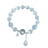 Strand meisjes en dames sieraden accessoires maanlicht kristal armband opaal aquamarijn licht luxe blad vlinder elastiek