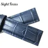 Titta på band 20mm spänne 18mm Blue Black Band Men Portofino Leather Strap Replacement Watchband Belt Pin Montre 231109