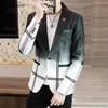 Men's Suits & Blazers Spring And Autumn Suit Jacket Gradient Check Slim Casual Wedding Business Stage Party Social Clothing