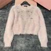 Suéteres para mujer Diseñador Diseñador Cardigan Mujeres Suéter Otoño Punto Abrigo Lujo Diamante Peluche Top Abrigos de punto Viajero Ocio Mujer Moda Chaqueta Blanco VXAH