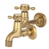 Bathroom Sink Faucets Vintage Solid Brass Faucet Wall Mounted Single Cold Water Tape For Kitchen Mop Pool Outdoor Garden