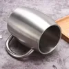 Mugs 420ml Stainless Steel Coffee Beer Cup Mug For Office Tea Milk Water Thermal Cups With Anti-scald Handle Travel Drinkware Tools