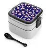 Servis blommor design dubbel lager bento box lunch sallad blommig puketti Kompoklassic svart mode