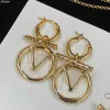 Fashion Women 18K Gold Plated Necklaces Designers Pendant Necklace Hollow Out Letter Design Mens Womens Earrings Lovers Jewelry Set