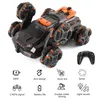 Six Wheel Spray RC Stunt Car 4WD Swing Arm Drift Vehicle Gest Induction Deformation Remote Control Car With Light Boy RC Toys