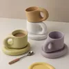 Tazze da caffè paffute Piattini Set di tazze da caffè in ceramica Tazza in porcellana alla moda semplice con piattini per torta per le tendenze giovani