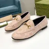 Scarpe da donna classiche in pelle con chiusura a cavallo in metallo scarpe eleganti firmate Italia moda comfort scarpe da uomo pigre stampa lettera scarpe basse casual taglia 35-45