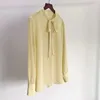 Женские блузки T0tem, элегантные и молодежные женские шифоновые, модные, высокого качества, 2023, топы с длинными рукавами и галстуком-бабочкой, желтые рубашки