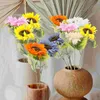Dekorative Blumen 6 PCs Party Blumensträuße zarte Sonnenblume künstliche Innenszene Seidensimulation Wohneinrichtung