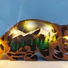 Dekoracje ogrodowe drewniane statua szop szczęka 3D kreatywne rzemiosło leśne drewniane prezenty do rzeźby zwierząt dla miłośników sztuki wielowarstwowej