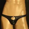 アンダーパンツT-Back Thongs Mens Front Open Hole G-String Man Hollow Out Erotic Lingerie Soft Stretch UnderPant Bulge Pouch Panties