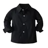 Детские рубашки весенние осенние рубашки для мальчиков черное с длинным рукавом кардиган рубашка повседневная детская джентльмен -блузкие топы малыш