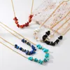 Pendant Necklaces Stainless Steel Red Natural Stone Necklace For Women Gold Color Turquoise Beads Choker Girl Jewelry Gift