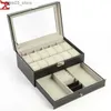 Jewelry Boxes Drawer Desing Pu Leather Boxes 2 Layers Organizer Jewelry Carrying Case with Lock Window for Gentlemen ladies Gifts Q231109