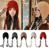 Beanie/Skull Caps Handmade Knitted Hat Cute Tassel Wool Pullover Hat Warm Windproof Ear Protection Hat New Year's YQ231108