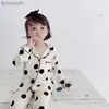 Pijamas 2021 novo outono bebê crianças meninas meninos polka dot print sleepwear conjunto manga longa botão blusa topos + calças pijamas l231109