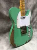 Chitarra elettrica anni '60 Master Built Heavy Relic Green Corpo in ontano Manico in acero Tastiera in acero Accordatori vintage 3 Ponte a sella in ottone Hardware invecchiato