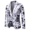 Men's Suits Luxury Party Prom Blazer Autumn Men Printing Nightclub Host Stage Fashion Coat Slim Fit Business Dress Suit Jackets