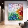 Hand Painted Colored Petals Oil Painting On Canvas, Large Colorful 3D Wall Art, Floral Texture Canvas Art, House Warming Gifts