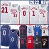 James Harden Tyrese Maxey Joel Embiid Basketball Jersey 2022 Allen Iverson Julius Erving Sixer City White Editi