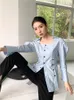 Bloups feminino zcsmll designer camisa de manga longa para mulheres botão de túnicas de pescoço quadrado e blusa azul lanterna alta moda