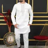 Costumes pour hommes Abaya 2PC Ensembles de pantalons complets pour habiller Dashiki Tenue traditionnelle africaine O-Cou Mens Vêtements de luxe Costumes de marque élégante pour hommes 231108