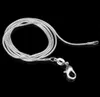 Большие Акции! 100 шт. Стерлингового Серебра 925 пробы, гладкая цепочка в виде змеи, ожерелье с застежкой-омаром, размер ювелирных изделий, 1 мм, 16 дюймов --- 24 дюйма11551