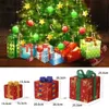 Juldekorationer 3st 50 lysdioder Julpresentan Ornament med Bow Remote Control Christmas Lights For Outdoor Backyard Party Decorations 231109