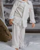 Pajamas 2023 Kids Clothes Girls Christmas Pajamas Family White Velvet Pyjamas Matching Girls Gown Soft Two Pieces Baby Sleepwear PJSL231109