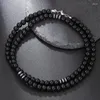 Kedjor Yoga Healing Natural Lava Stones Halsband för kvinnor Män Reiki turkos choker rostfritt stål kedjekedja armband smycken