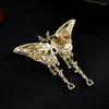 Brooches Vintage Tassel Butterfly Brooch Pin Mirco Inlaid Cubic Zirconia Party Office Gold Plated Fashion Insect Accessories