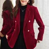 Damenanzüge Hohe Qualität Winter Frauen Casual Blazer Anzug Jacke Koreanische Version Lose Mode Glänzend Gold Samt Damen Dicke Warme top