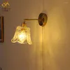 مصابيح الجدار بار الصالون العتيقة النحاس الضوء E27 LED عتيقة الزجاج النحاس المصباح غرفة نوم بجانب غرفة المعيشة