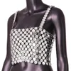 Damen Tanks Fashion Wome Pailletten Crop Top Outfits Bauchtanz Kostüm Bling Strasssteine für Clubwear Halloween Rave Festival