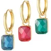 Orecchini a cerchio Boho Rosso Verde Blu Grande zircone per le donne Anello geometrico quadrato color oro Orecchino Coreano Fahsion Gioielli Rame